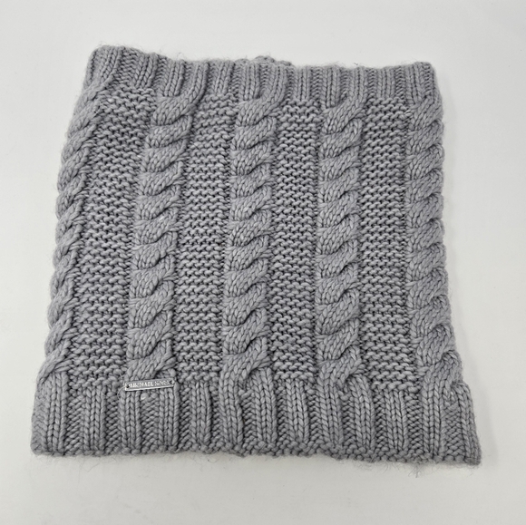 MICHAEL KORS GREY KNITWEAR CABLE KNIT FLEECE LINED INFINITY SCARF WOMEN OS BUFF - Picture 5 of 9